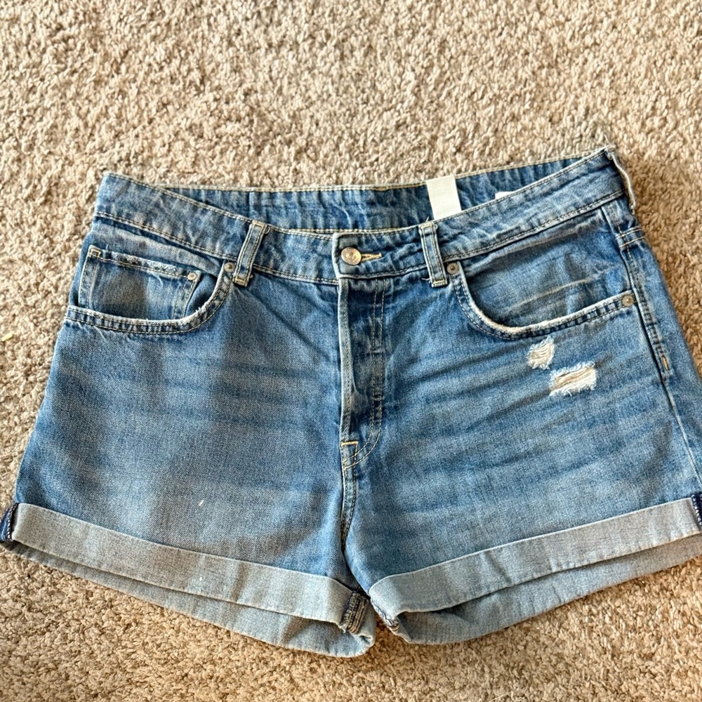 H&M Blue Jean Shorts with Cuffed Hem
